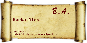 Berka Alex névjegykártya